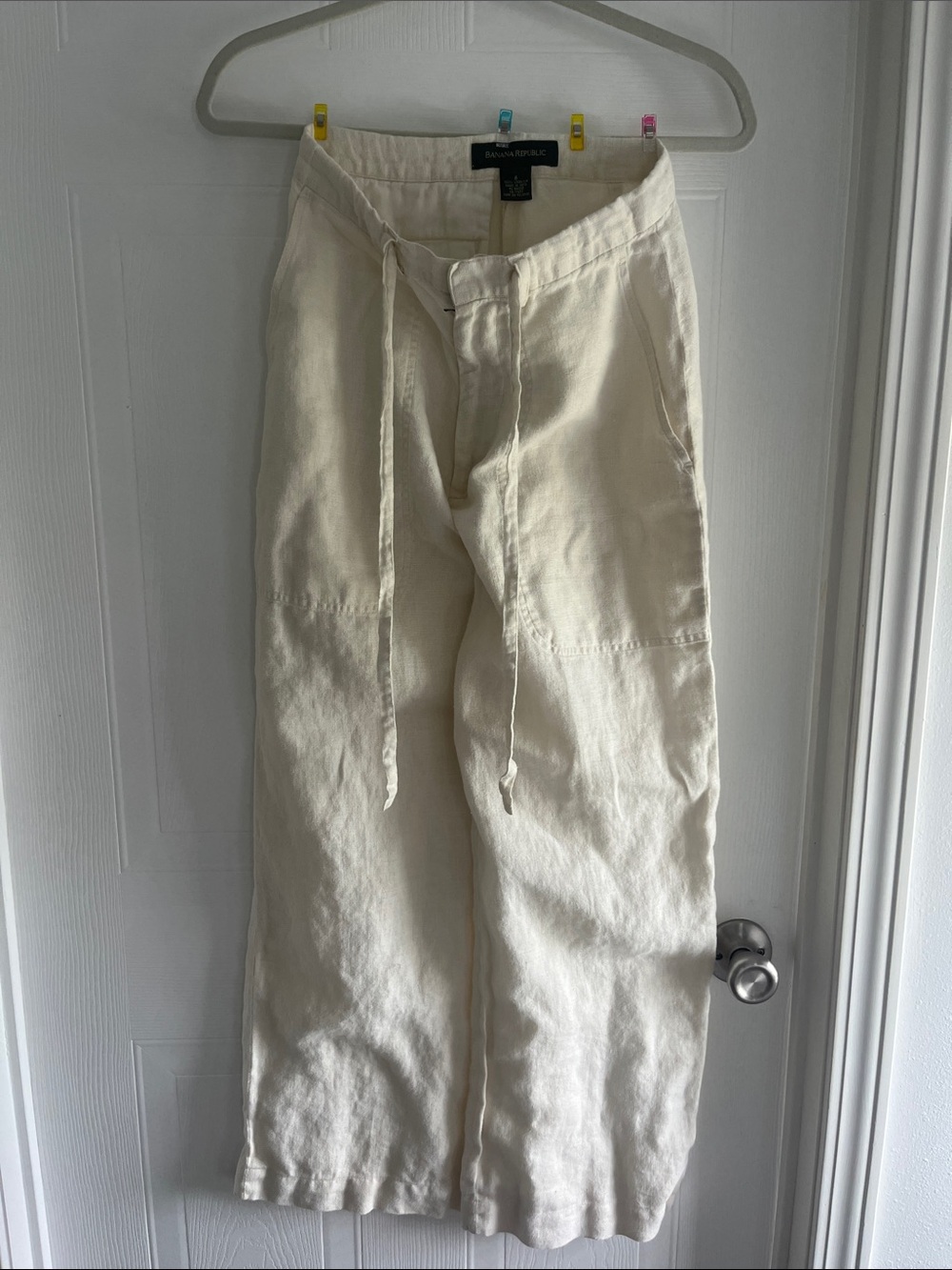 Banana Republic 100% Linen women’s Cream Drawstring Pants